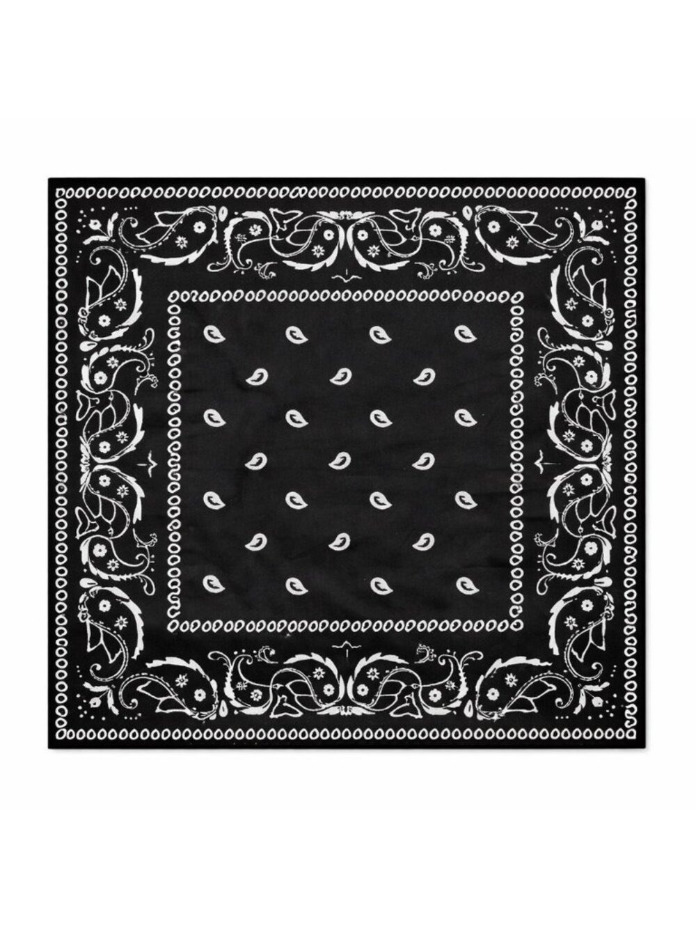 Black White Paisley Scarf Bandana 26x26 Western Wildrag